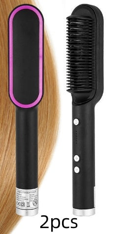 New 2 In 1 Hair Straightener Hot Comb Negative Ion Curling Tong Dual-purpose Electric Hair Brush null