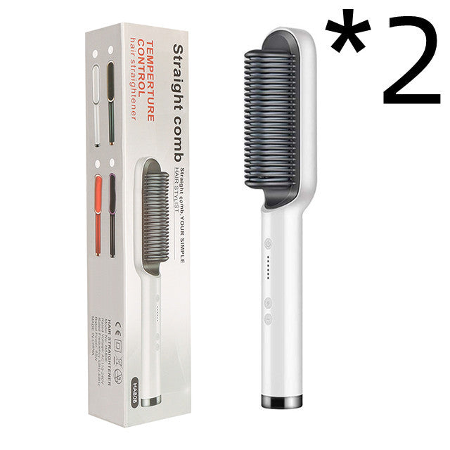 New 2 In 1 Hair Straightener Hot Comb Negative Ion Curling Tong Dual-purpose Electric Hair Brush null